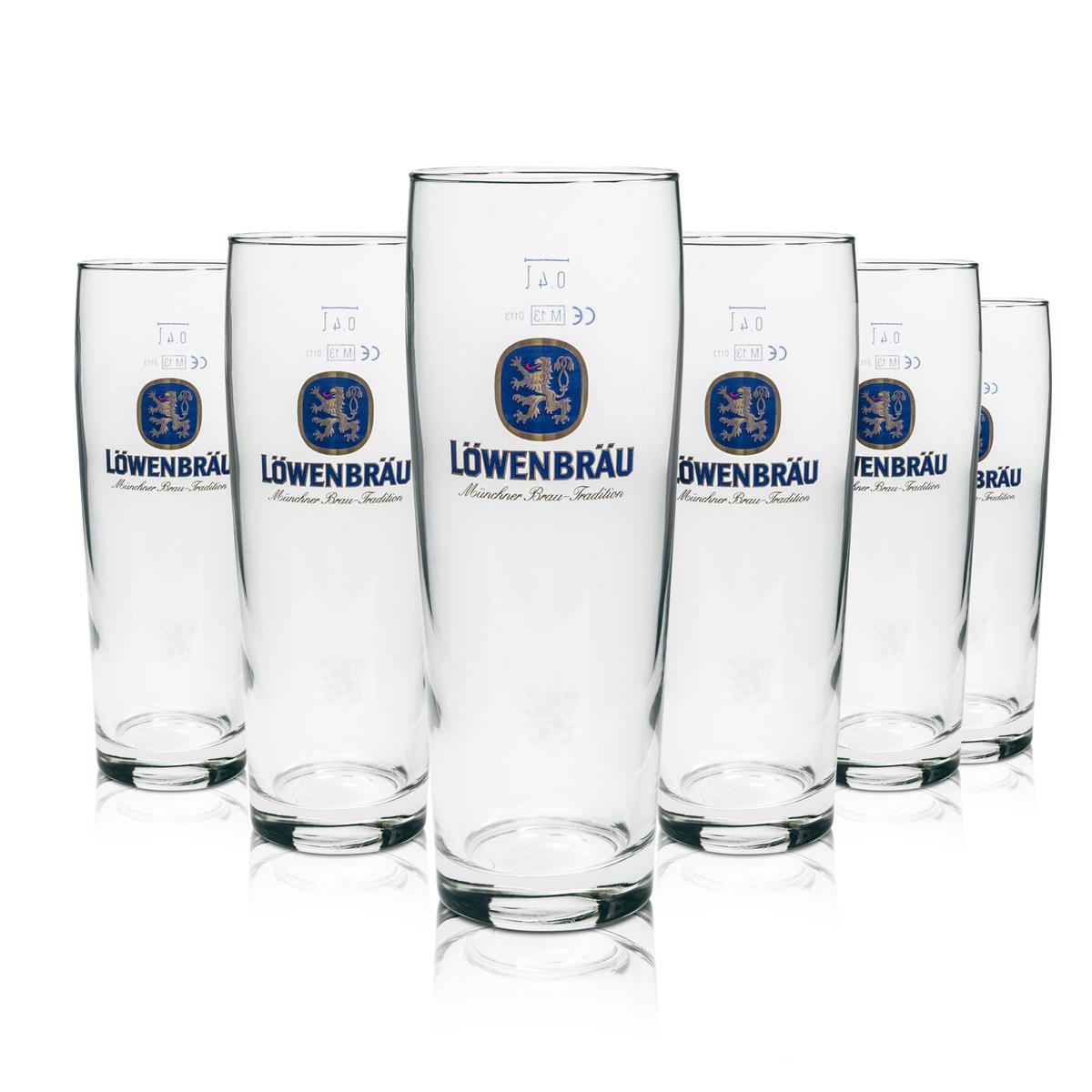 6x Löwenbräu Bier Glas 0,4l Willi Becher Rastal – Ansicht 2