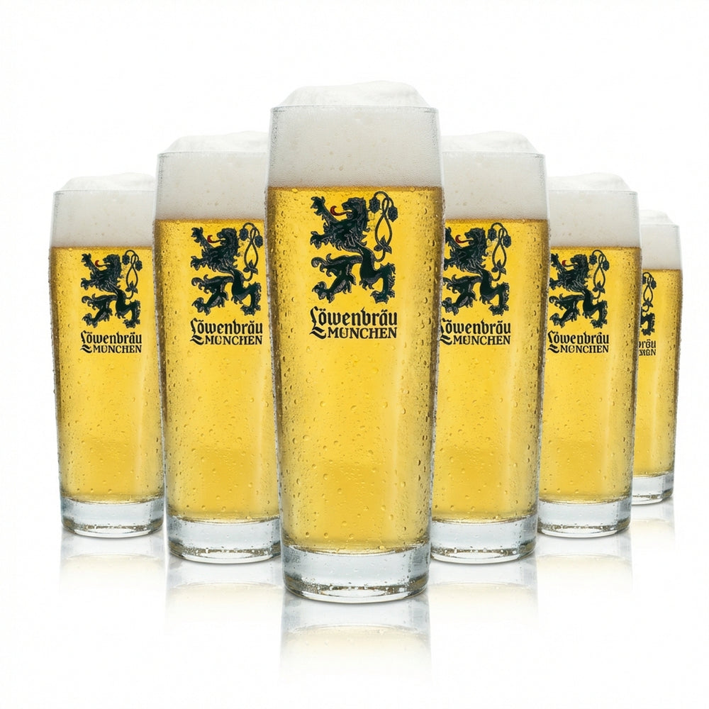 6x Löwenbräu Bier Glas 0,5l Becher Neues Logo! Gläser Willi Cup Beer Helles Bar
