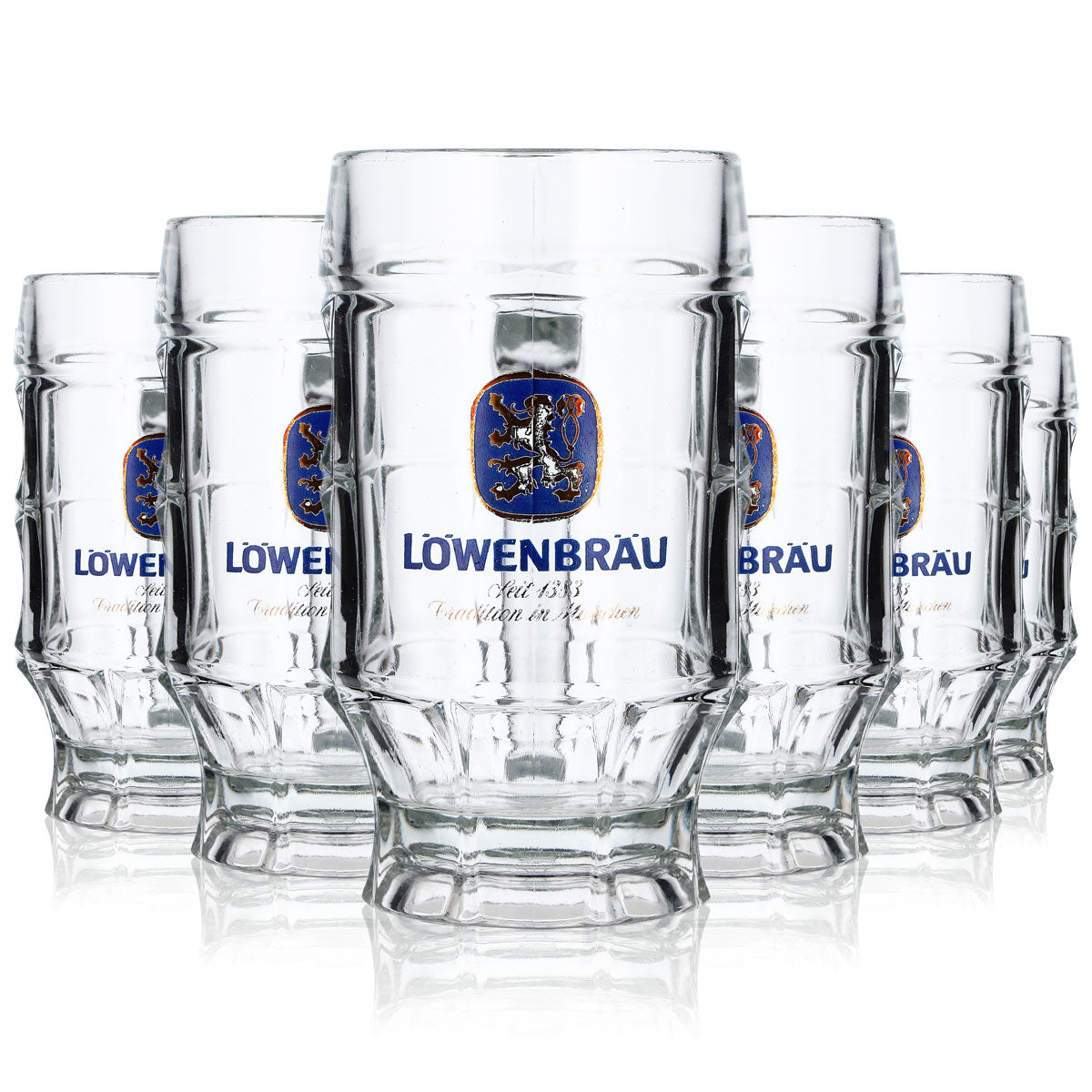 6x Löwenbräu Bier Glas Biergläser Seidel 0,3l Krug Straßburg – Ansicht 7