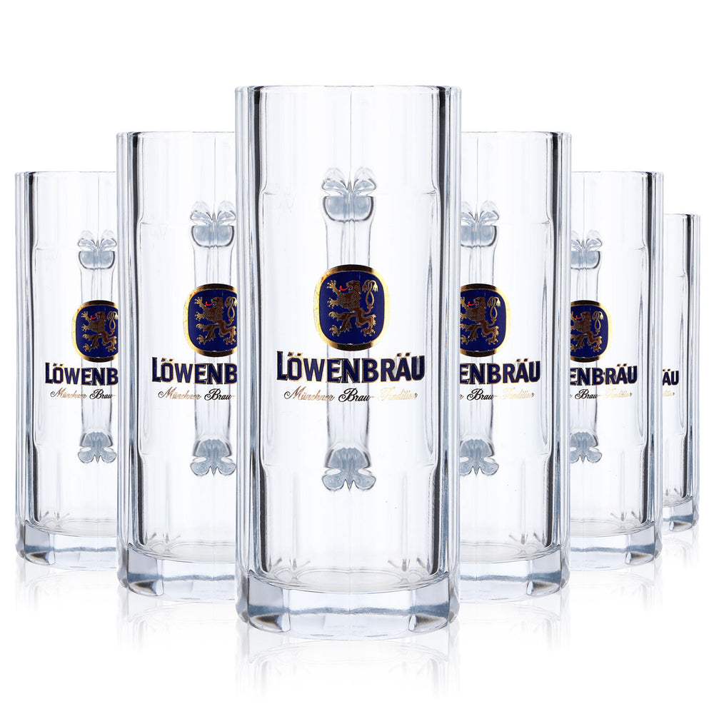 6x Löwenbräu Bier Glas Bierseidel Bierhumpen 0,3l Krug Wallenstein B-Ware