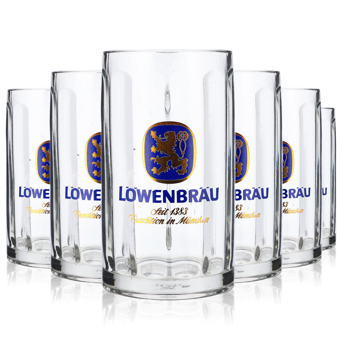 6x Löwenbräu Bier Glas Gläser 0,4l Krug Seidel Humpen Moldau B-Ware – Ansicht 7