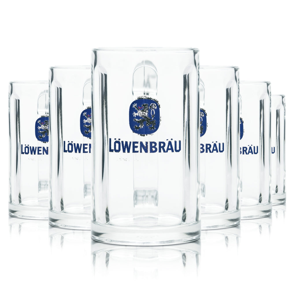 6x Löwenbräu Glas 0,2l Kontur Bier Gläser Krug Humpen Seidel Brauerei Gastro