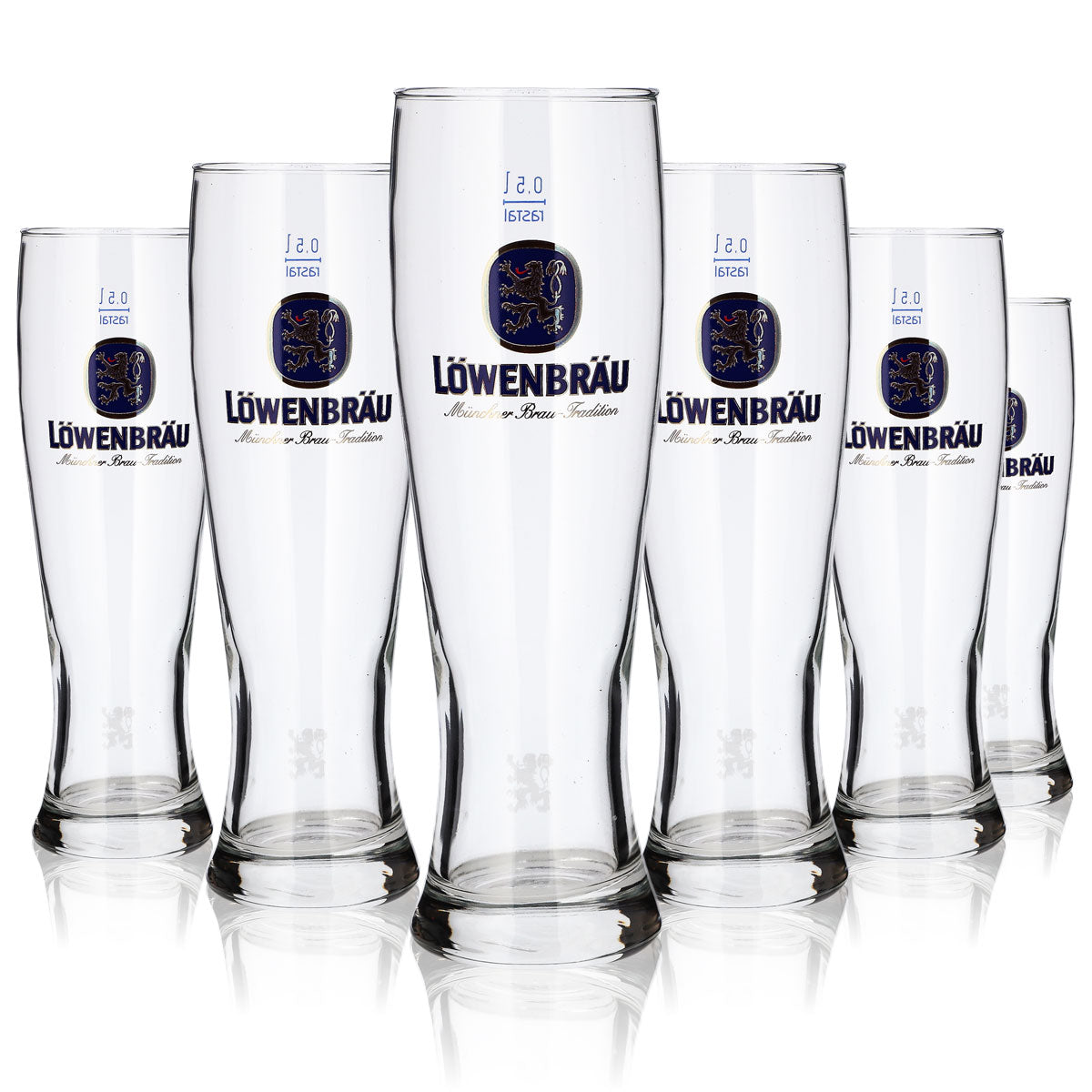 6x Löwenbräu Glas 0,5l Weißbierglas Hefe Weizen Gläser Set Brauerei Bayern – Ansicht 5