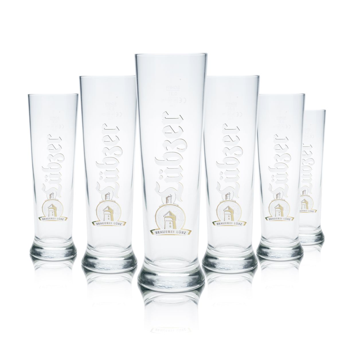 6x Lübzer Bierglas 0,3l Pokalglas Biertulpe Gläser Set Brauerei Gastro Geeicht