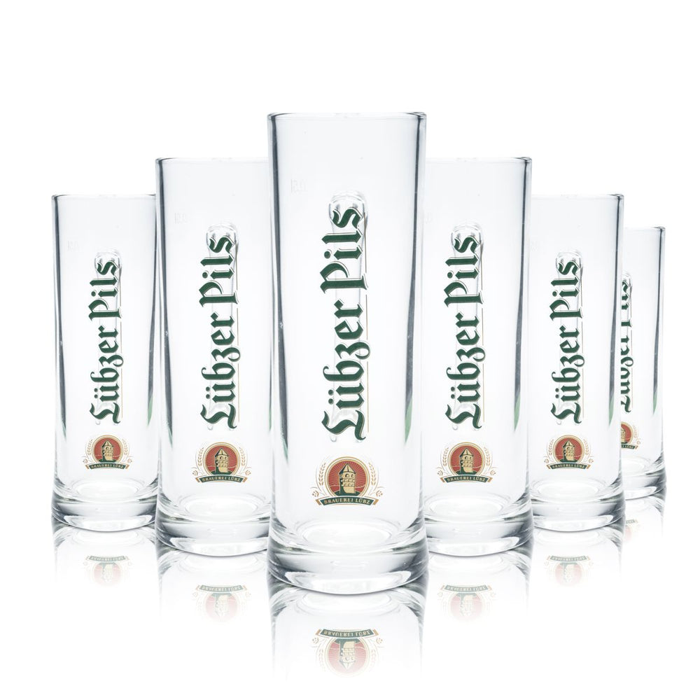 6x Lübzer Bierglas 0,5l Pils Krug Henkelglas Humpen Seidel Gläser Set Brauerei