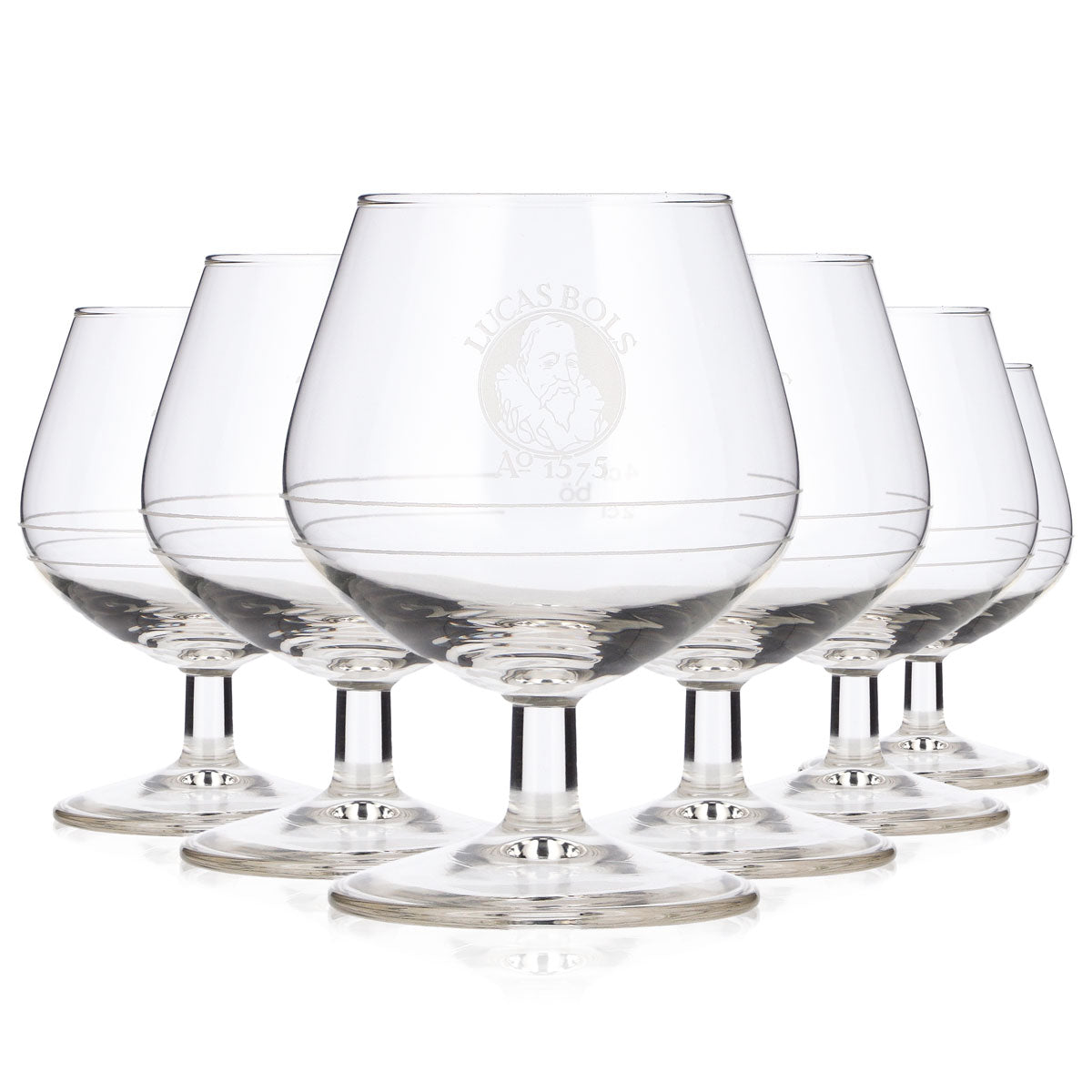 6x Lucas Bols Likör Glas 2cl + 4cl Tulpe weißes Logo Böckling Bierglas