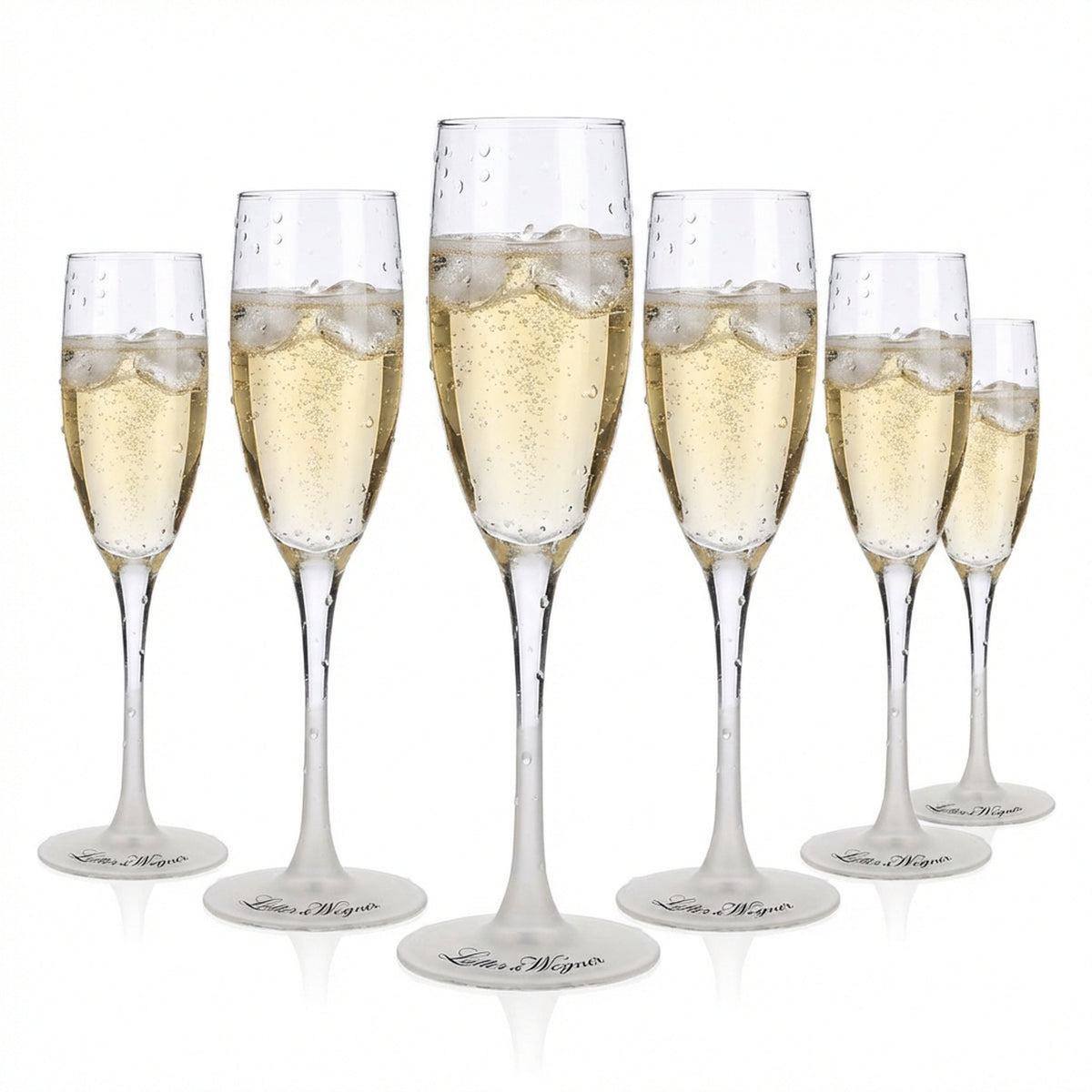 6x Lutter & Wegner Sekt Glas 0,1l Sektgläser Flötengläser Satinierter Fuß