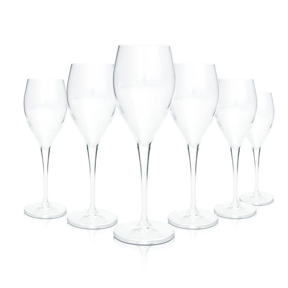 6x Lutter & Wegner Sektflöte Glas 0,1l Sektkelche Schaumweingläser Sektschale
