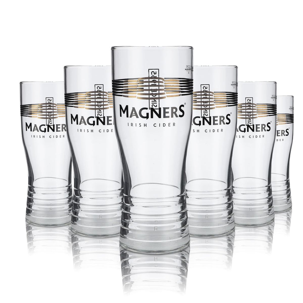 6x Magners Cider Glas Irish Cider Pint Glas Gläser "Win Magners"0,5l