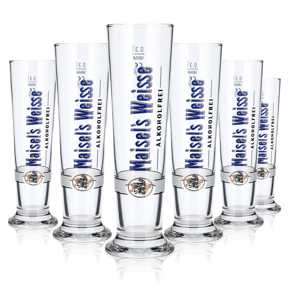 6x Maisels Weisse Bier Glas 0,3l Pokal Alkoholfrei (6er Set)