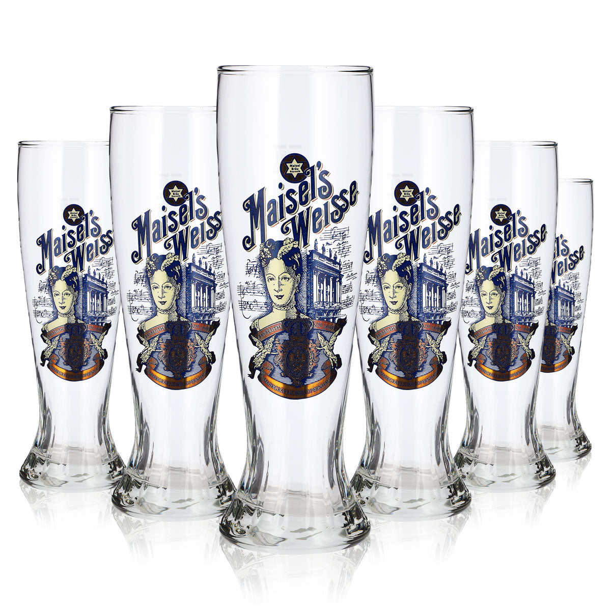 6x Maiselsbräu Bier Glas 0,5l Pokal Bayreuth Sahm Jahre
