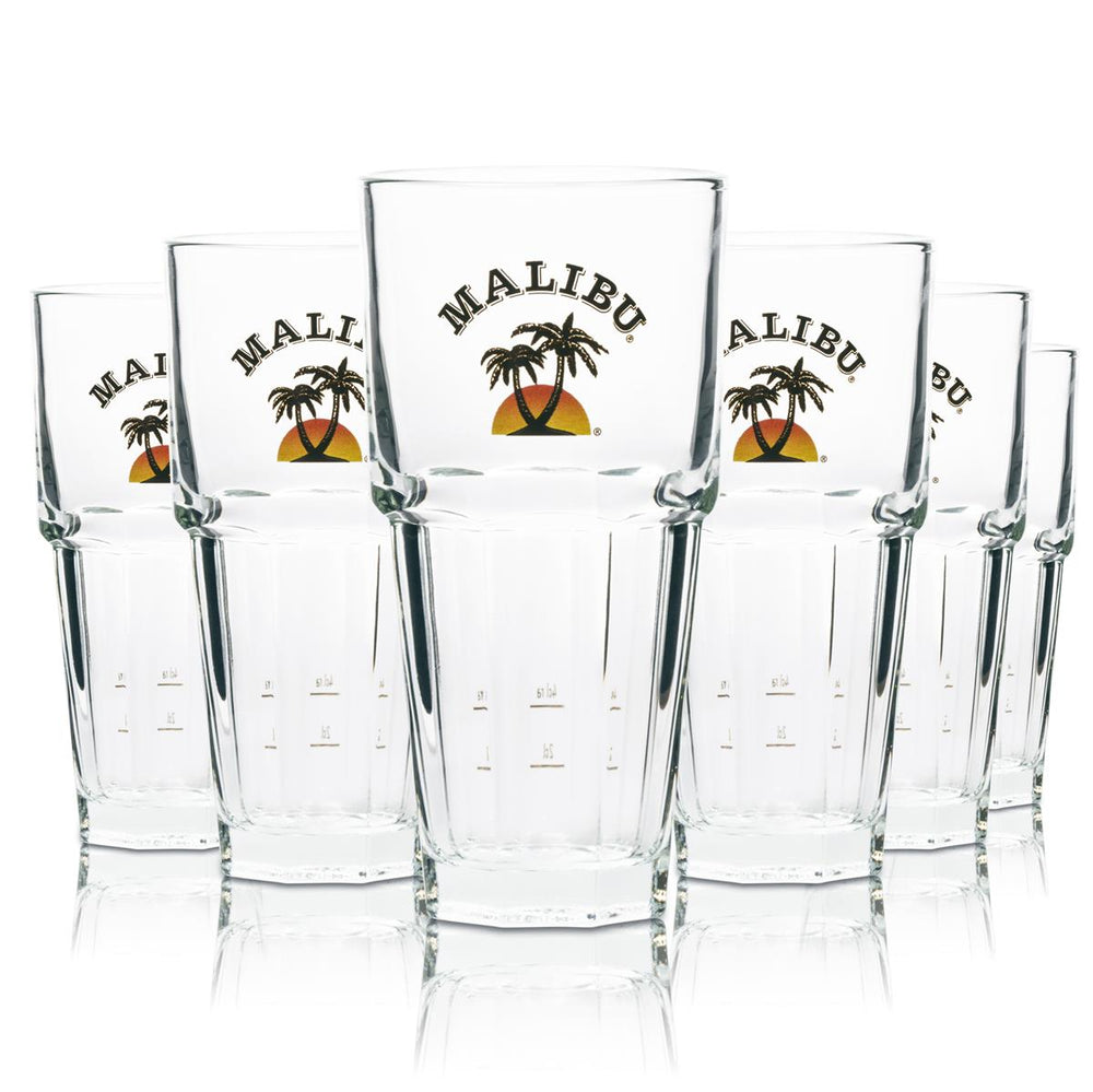 6x Malibu Likör Glas Longdrink 36cl