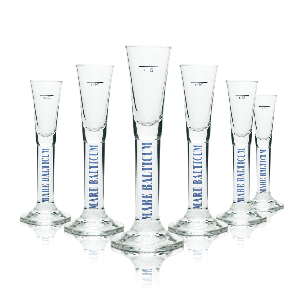 6x Mare Balticum Likör Glas Schnaps Shot Gläser Kurze Stamper Stielglas Gastro