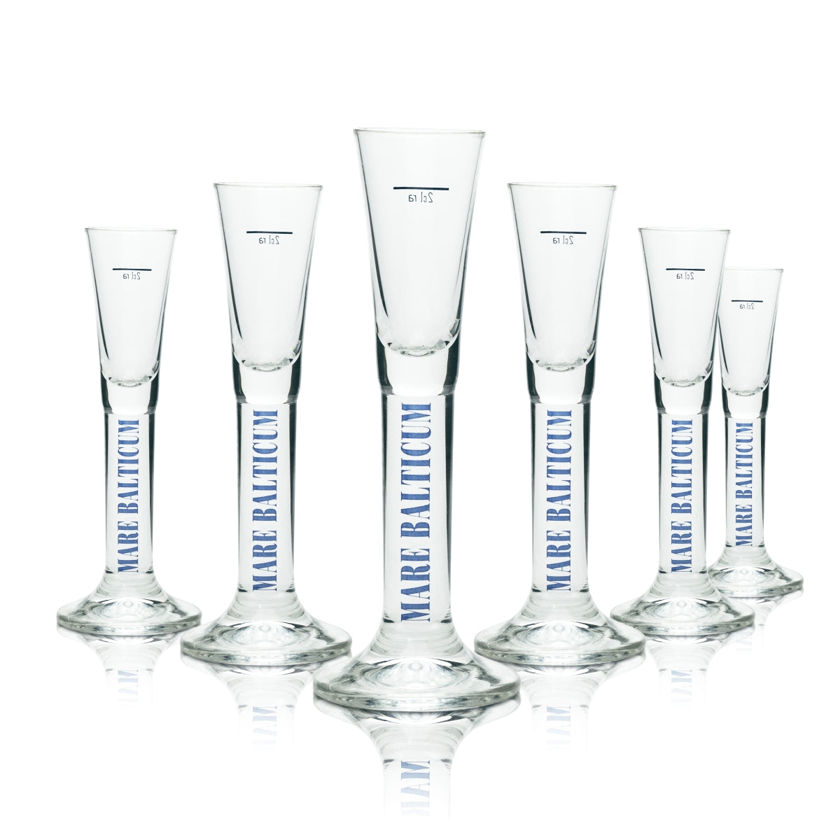 6x Mare Balticum Likör Glas Schnaps Shot Gläser Kurze Stamper Stielglas Gastro