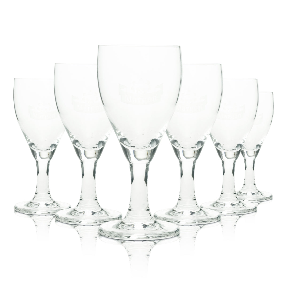6x Margon Wasser Glas Stilglas Logo weiß Ritzenhoff