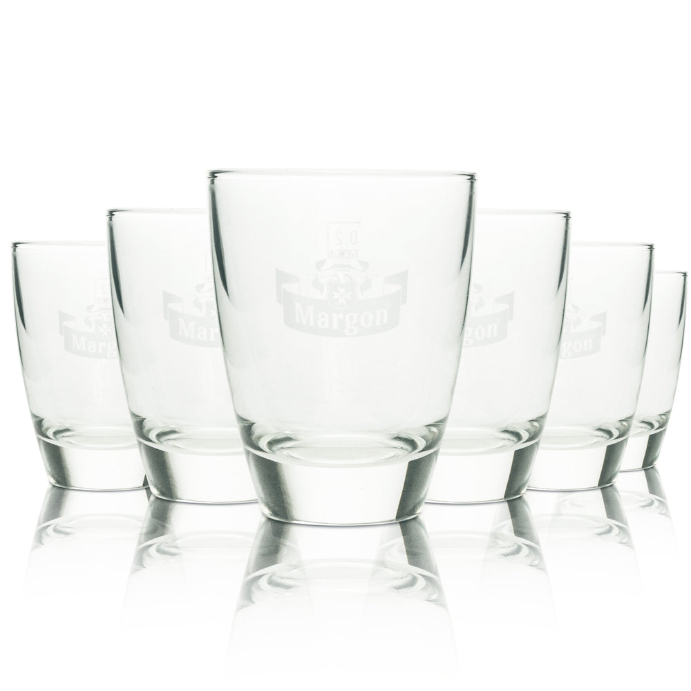 6x Margon Wasser Glas Tumbler 0,2l Logo weiß