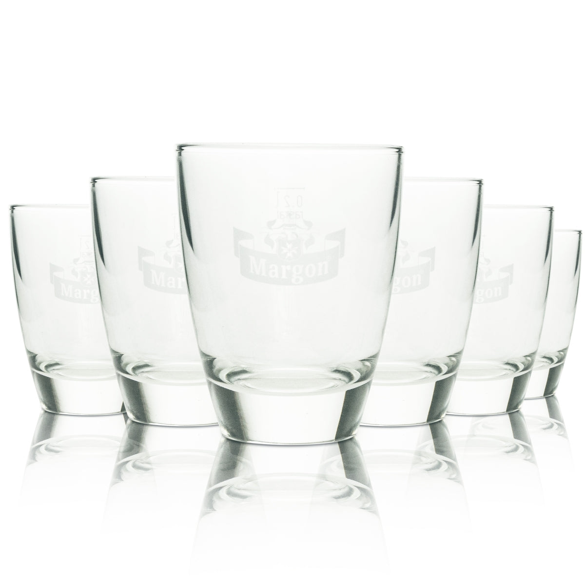 6x Margon Wasser Glas Tumbler 0,2l Logo weiß