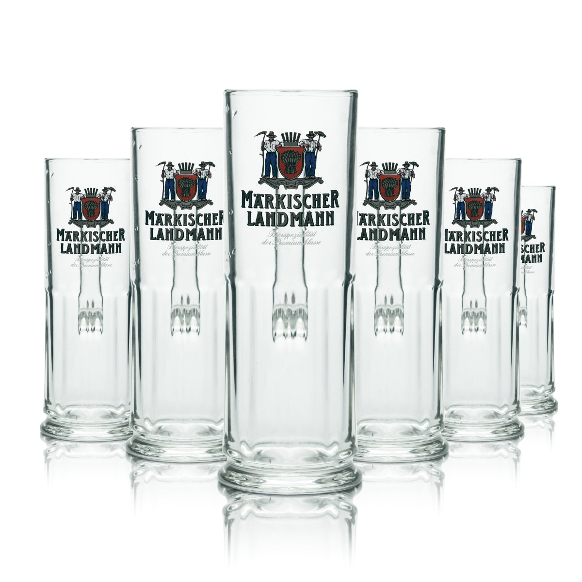 6x Märkischer Landmann Glas 0,4l Bier Krug Kontur Gläser Brauerei Gastro Eiche
