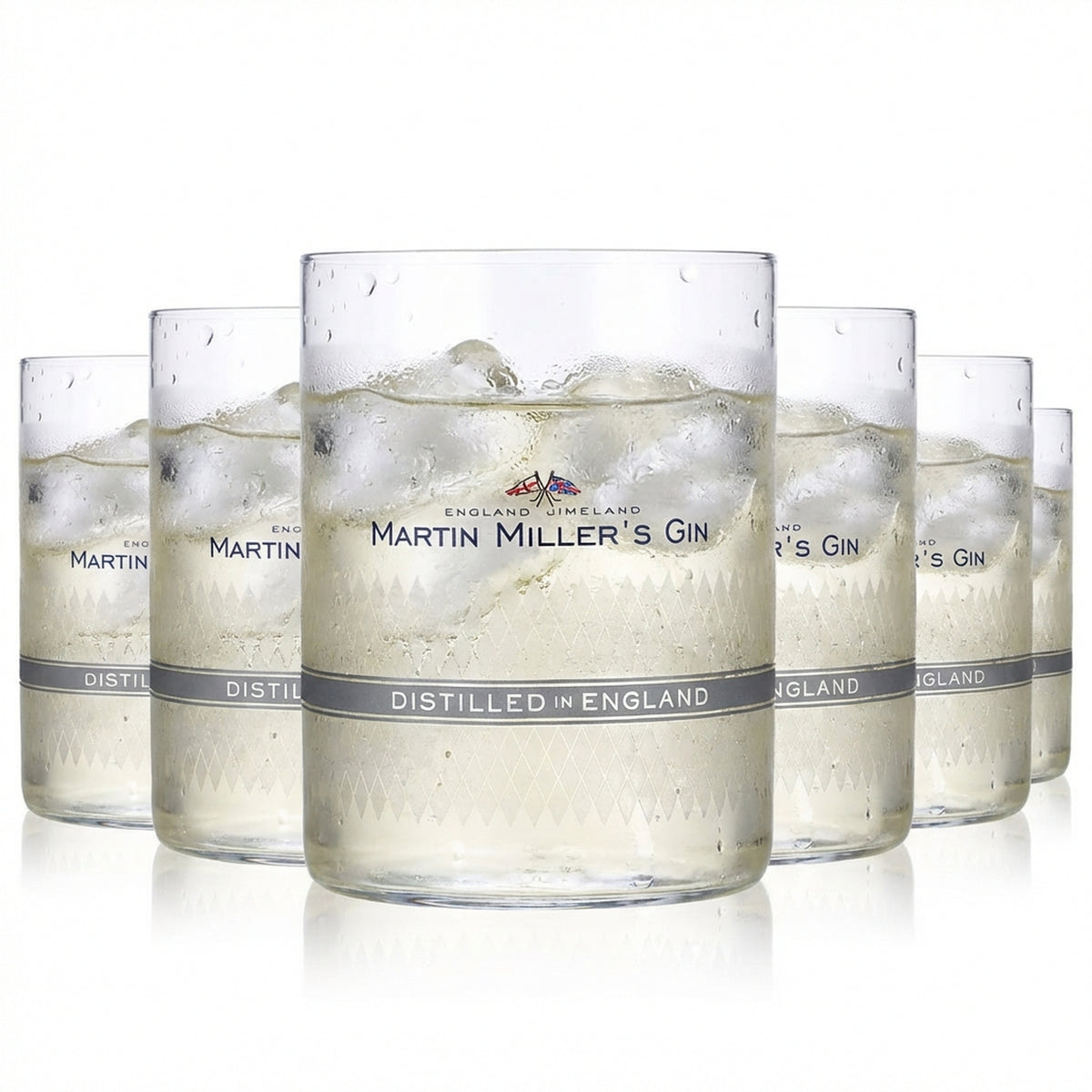 6x Martin Miller´s Gin Glas 0,46l Tumbler Gingläser Satiniertes Muster
