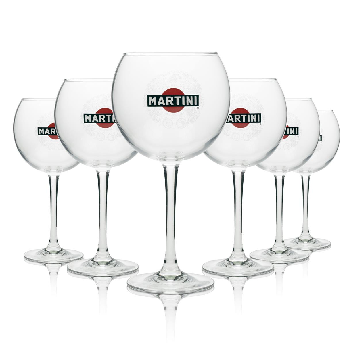 6x Martini Glas 0,47l Ballon Kelch Gläser Aperitif Royale Bianco Spritz Rosato