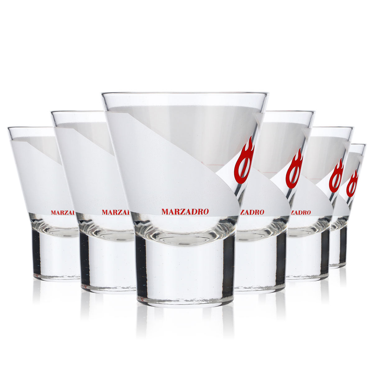 6x Marzadro Grappa Glas Gläser 4cl Tumbler/Becher Rotes Logo – Ansicht 6