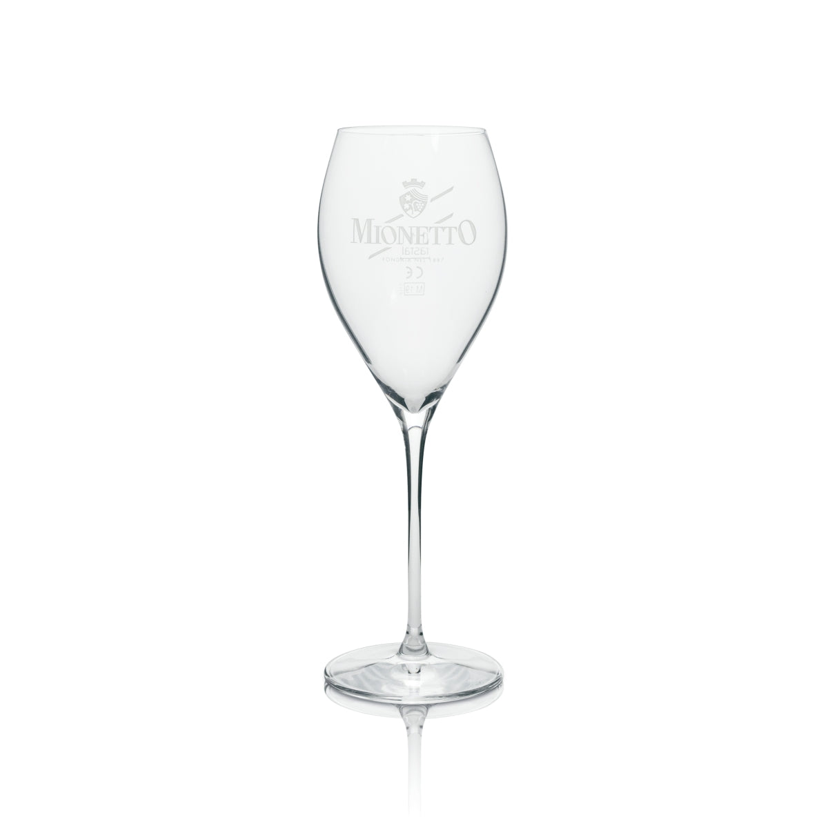6x Mionetto Prosseco Glas Flöte weißes Logo 280ml rastal – Ansicht 2