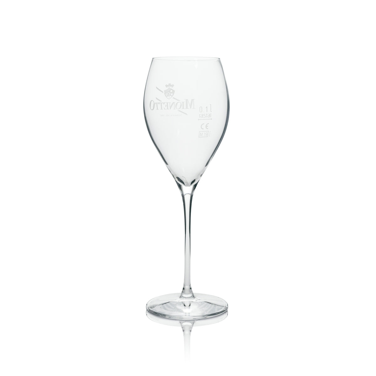 6x Mionetto Prosseco Glas Flöte weißes Logo 280ml rastal – Ansicht 3