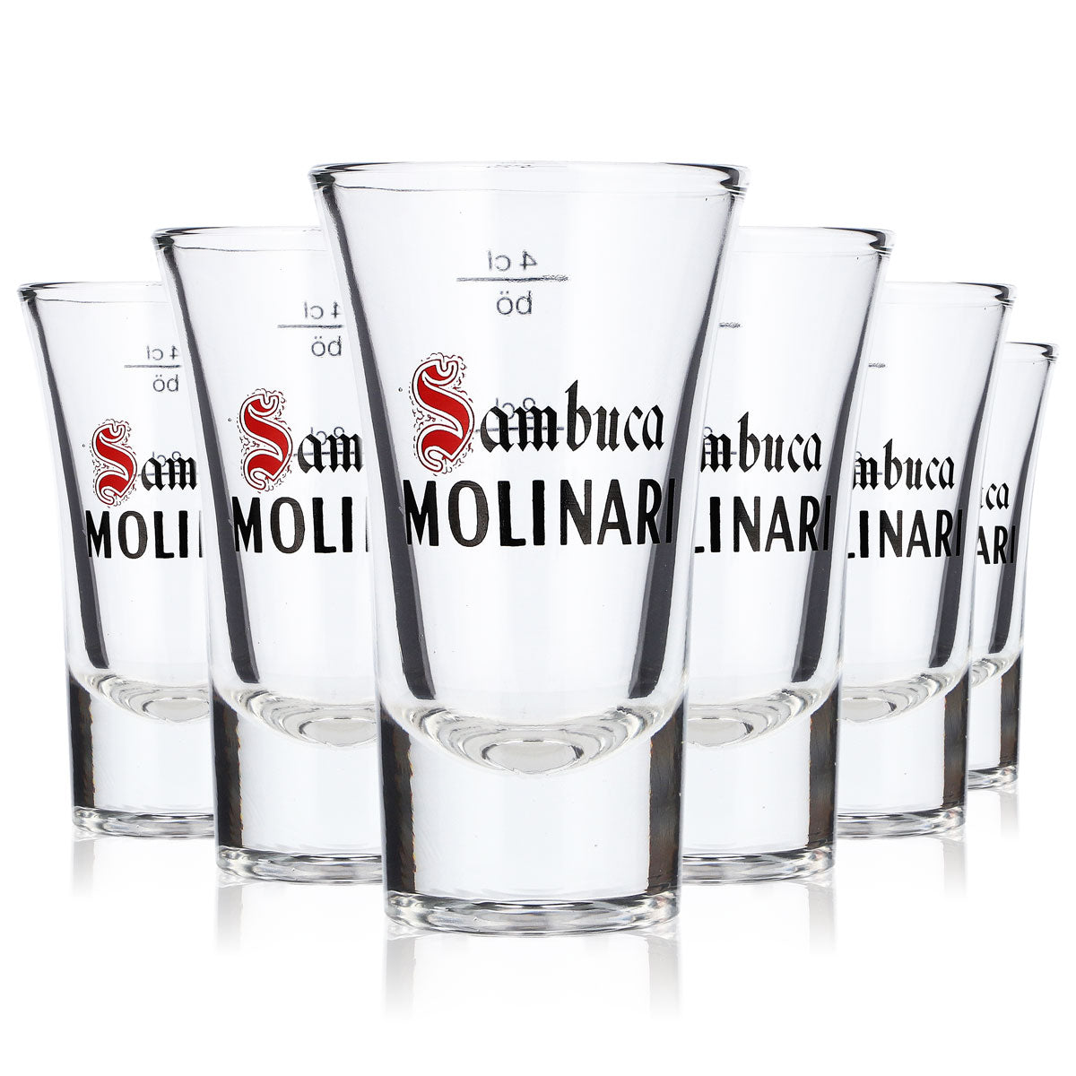 6x Molinari Likör Glas Sambuca 2cl/4cl Shotglas Schnapsglas (6er Set)