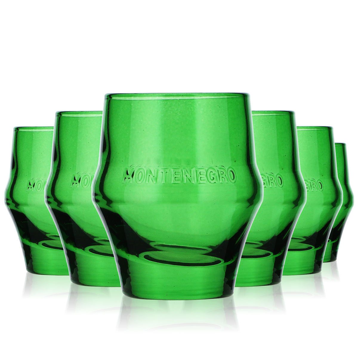 6x Montenegro Likör Shotglas 2cl Stamper Kurzer Schnapsglas konisch grün
