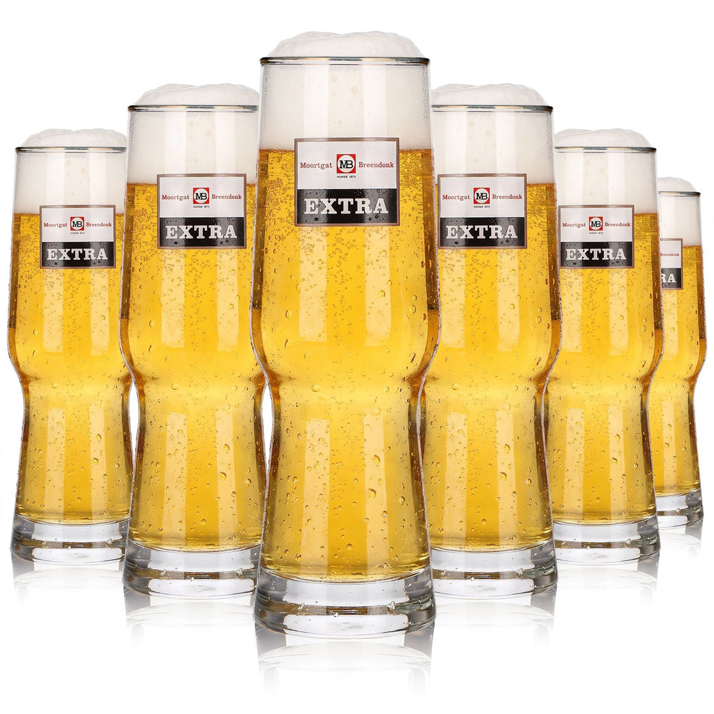 6x Moortgat Bier Glas 0,3l Becher "Extra" mit Goldrand