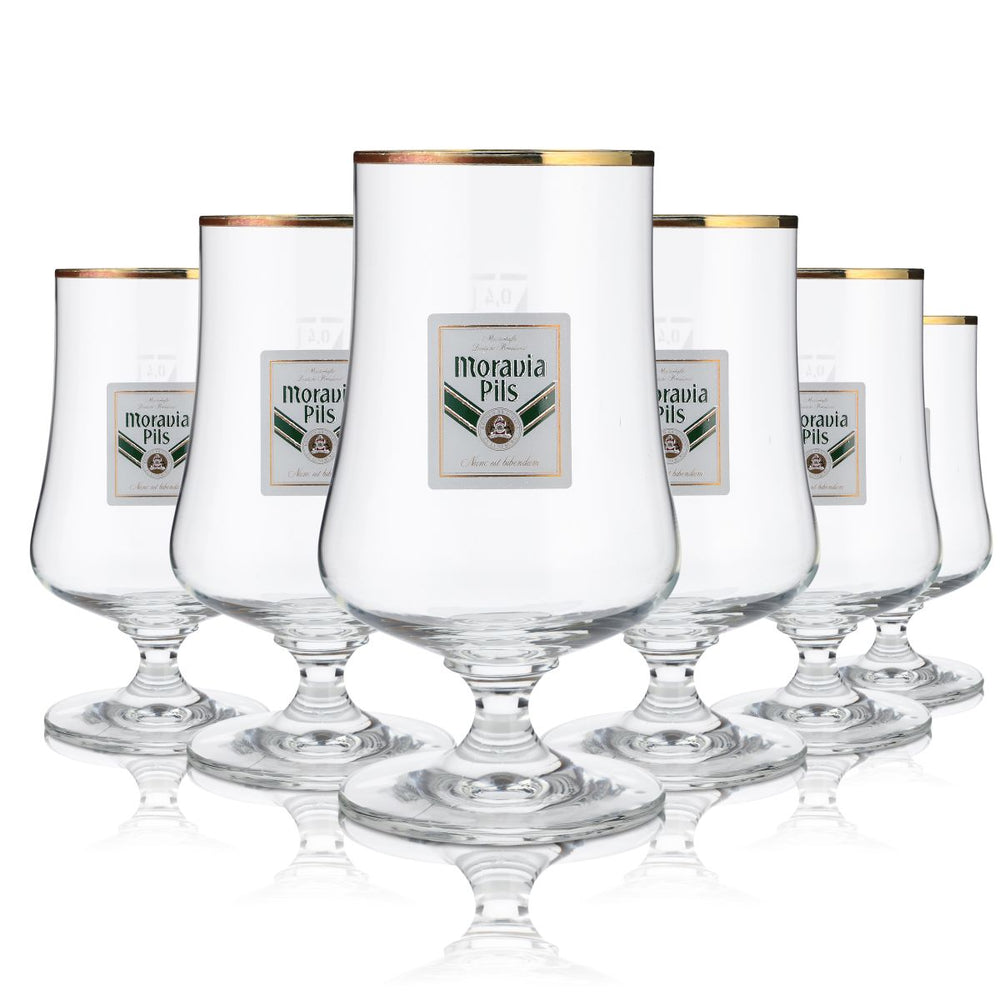 6x Moravia Bierglas 0,4l Pils Gläser Pokalglas Biergläser Ritzenhoff
