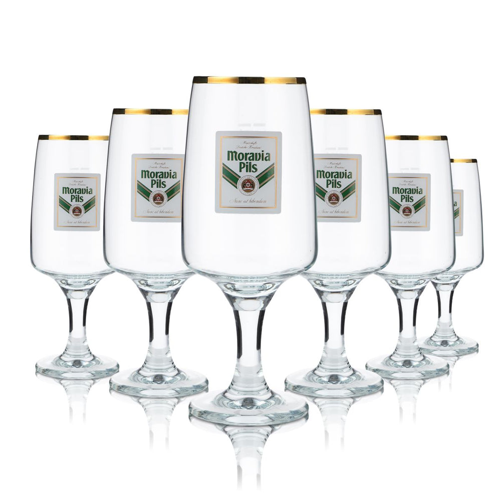 6x Moravia Glas 0,25l Bierglas Colani Pokal Tulpe Gläser Set Brauerei Gastro