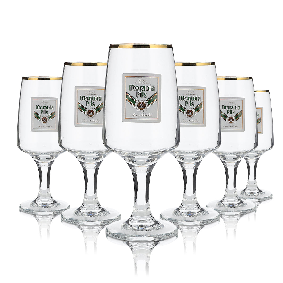6x Moravia Glas 0,2l Goldrand Pokal Pilstulpe Bier Gläser Set Brauerei Gastro – Ansicht 5