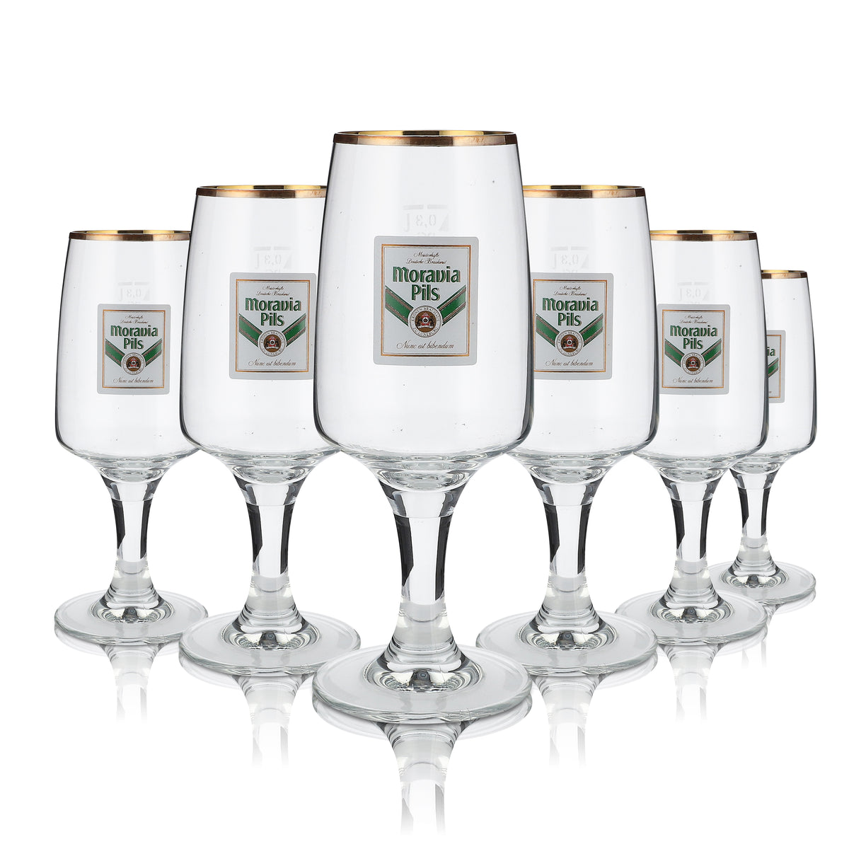 6x Moravia Glas 0,3l Pils Biergläser Goldrand Pokalglas Ritzenhoff – Ansicht 4