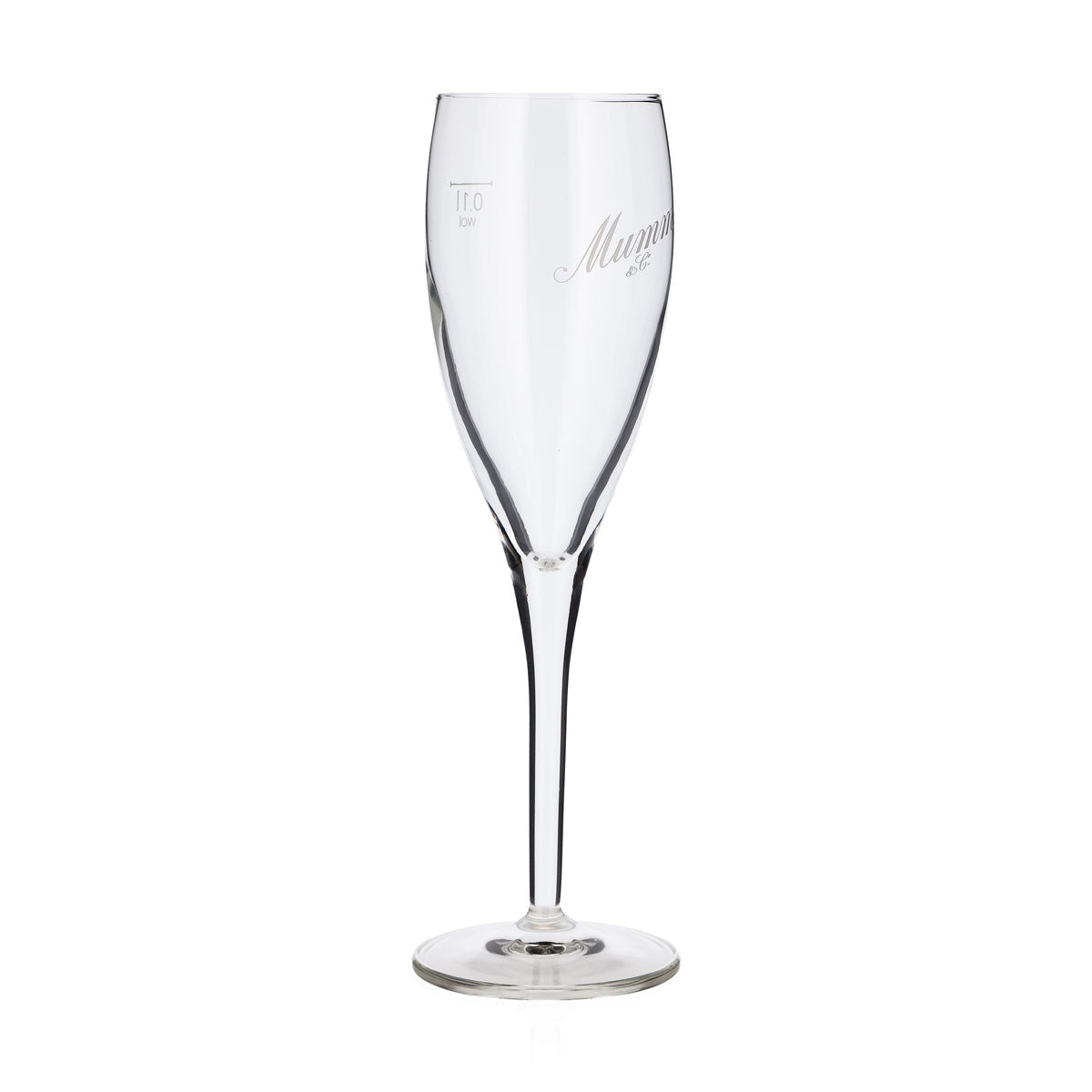 6x Mumm Sekt Champagner Glas Flöte 0,1l weißes schräges Logo Mumm&Co (6er Set) – Ansicht 3