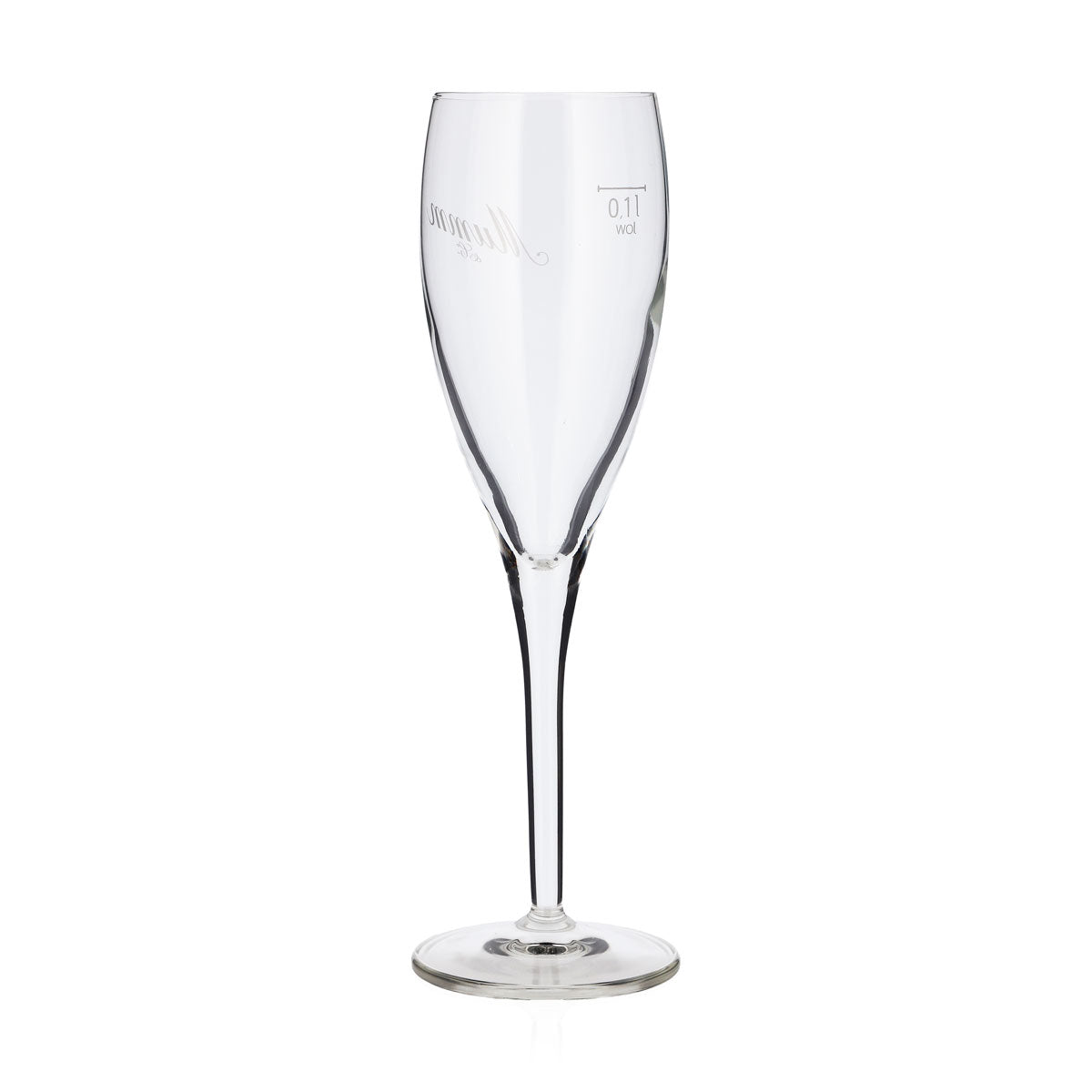 6x Mumm Sekt Champagner Glas Flöte 0,1l weißes schräges Logo Mumm&Co (6er Set) – Ansicht 4