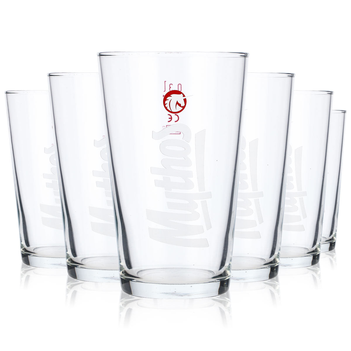 6x Mythos Bierglas Gläser Biergläser Becher 0,3l Weißes Logo Senkrecht – Ansicht 5