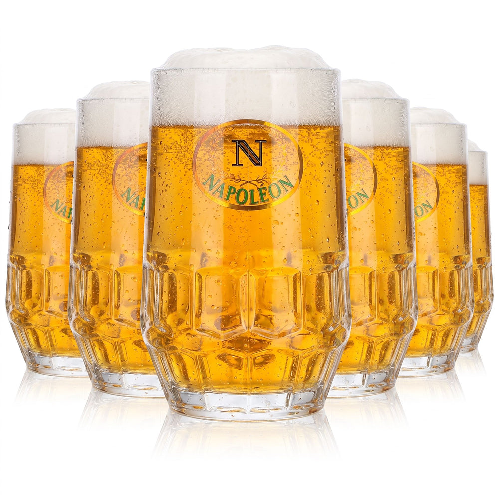 6x Napoleon Bier Glas 0,29l Krug Grüner Schriftzug