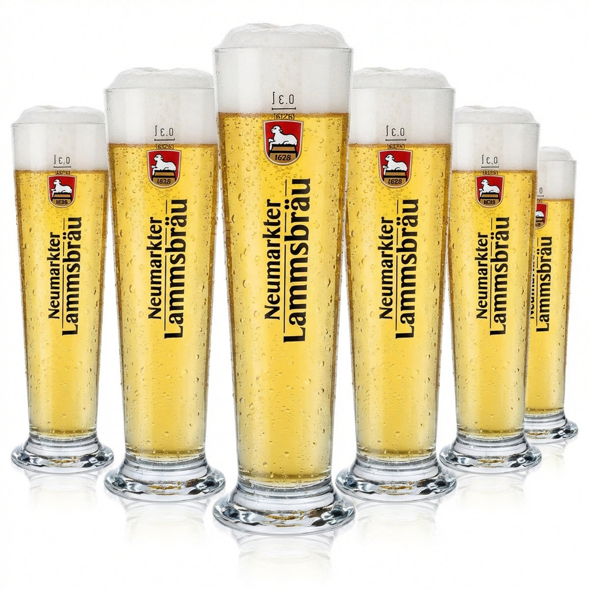 6x Neumarkter Lammsbräu Bier Glas 0,3l Biergläser Stange Rastal Basic