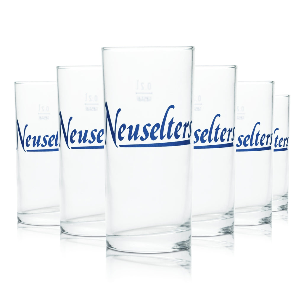 6x Neuselters Glas 0,2l Stange Becher Mineral Wasser Sprudel Gläser Saft Limo