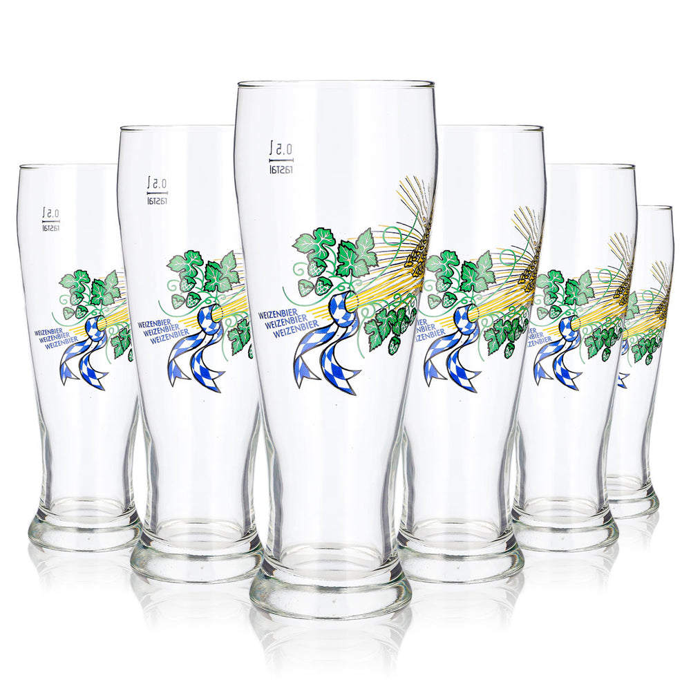 6x No Name Bier Glas 0,5l Pokal Weizenbier Weizen Rastal (6er Set)