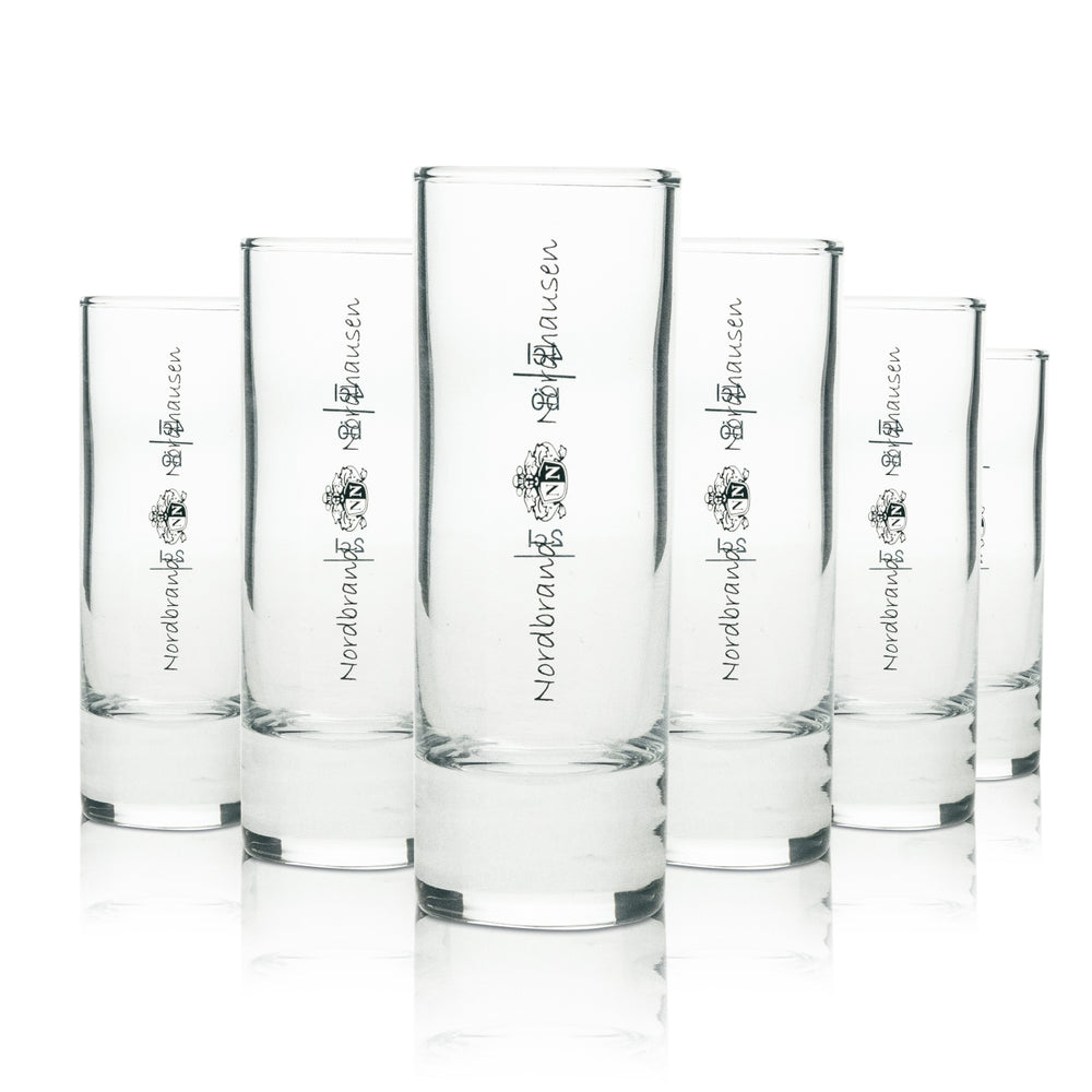 6x Nordbrand Nordhausen Schnaps Glas Shot länglich 4cl