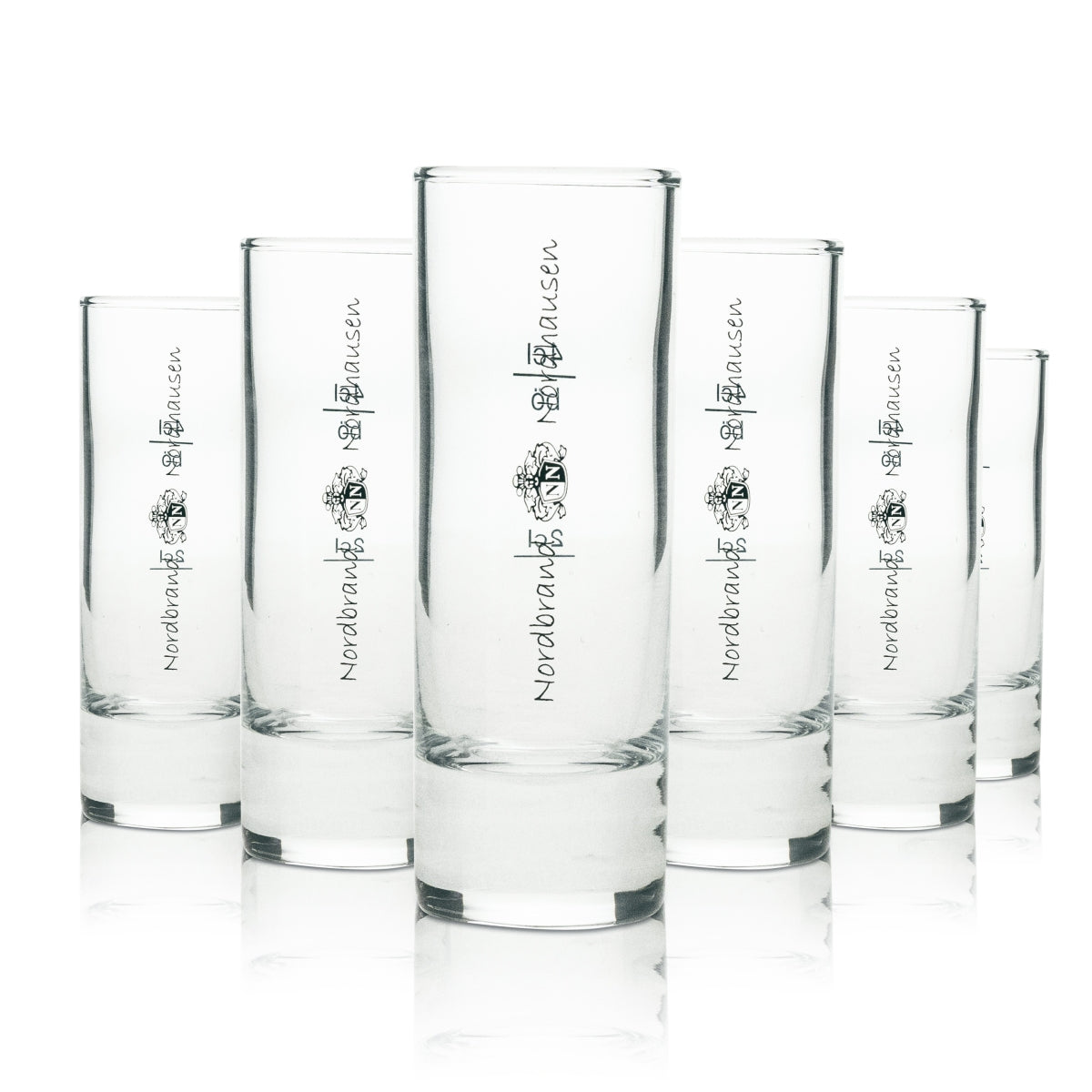 6x Nordbrand Nordhausen Schnaps Glas Shot länglich 4cl