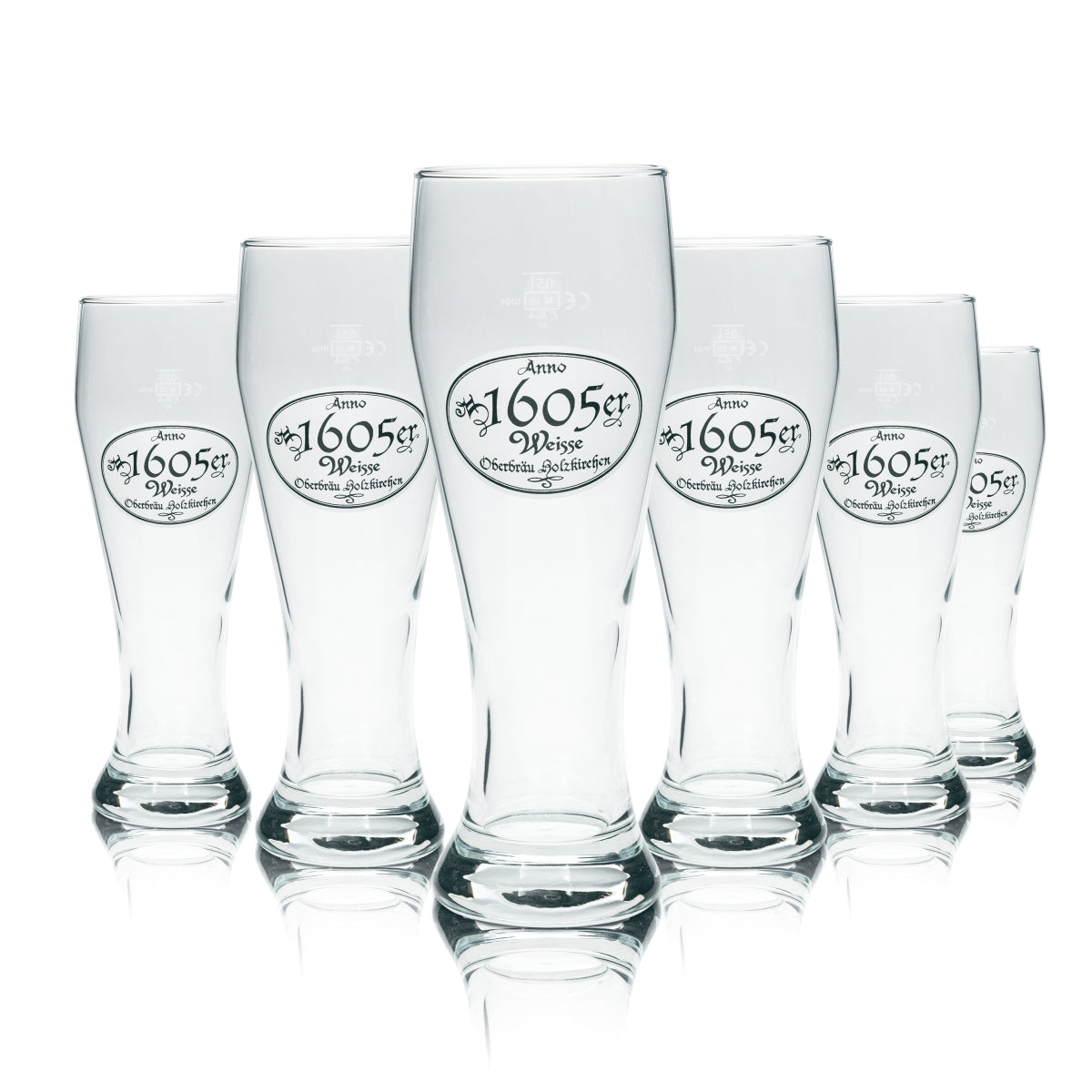6x Oberbräu Bier Glas 0,5l 1605er Weisse Gläser Weiss Hefe Weizen Holzkirchen