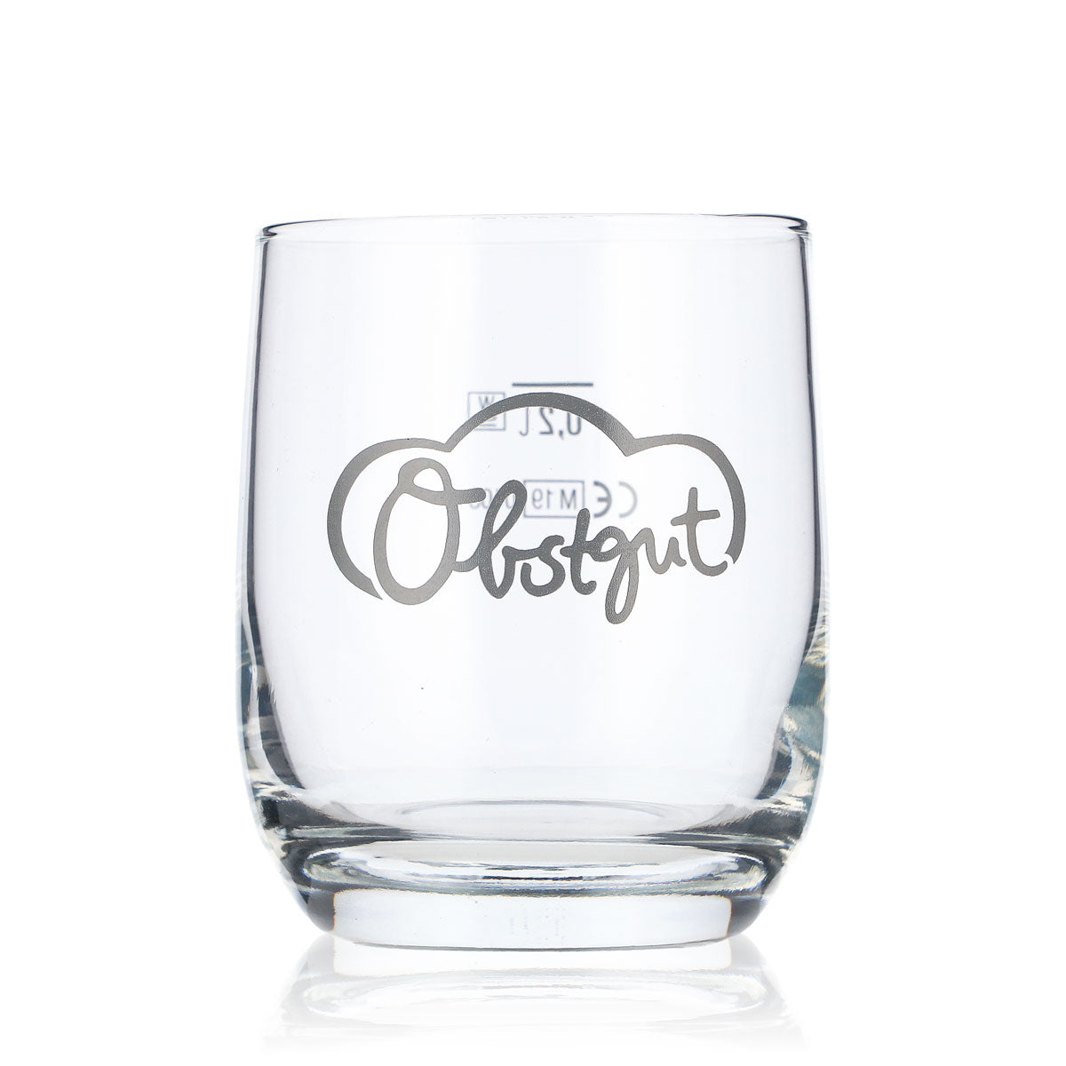 6x Obstgut Saft Glas 0,2l Tumbler Saftgläser Fruchtglas Graues Logo – Ansicht 2