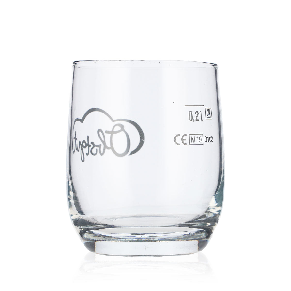 6x Obstgut Saft Glas 0,2l Tumbler Saftgläser Fruchtglas Graues Logo – Ansicht 4