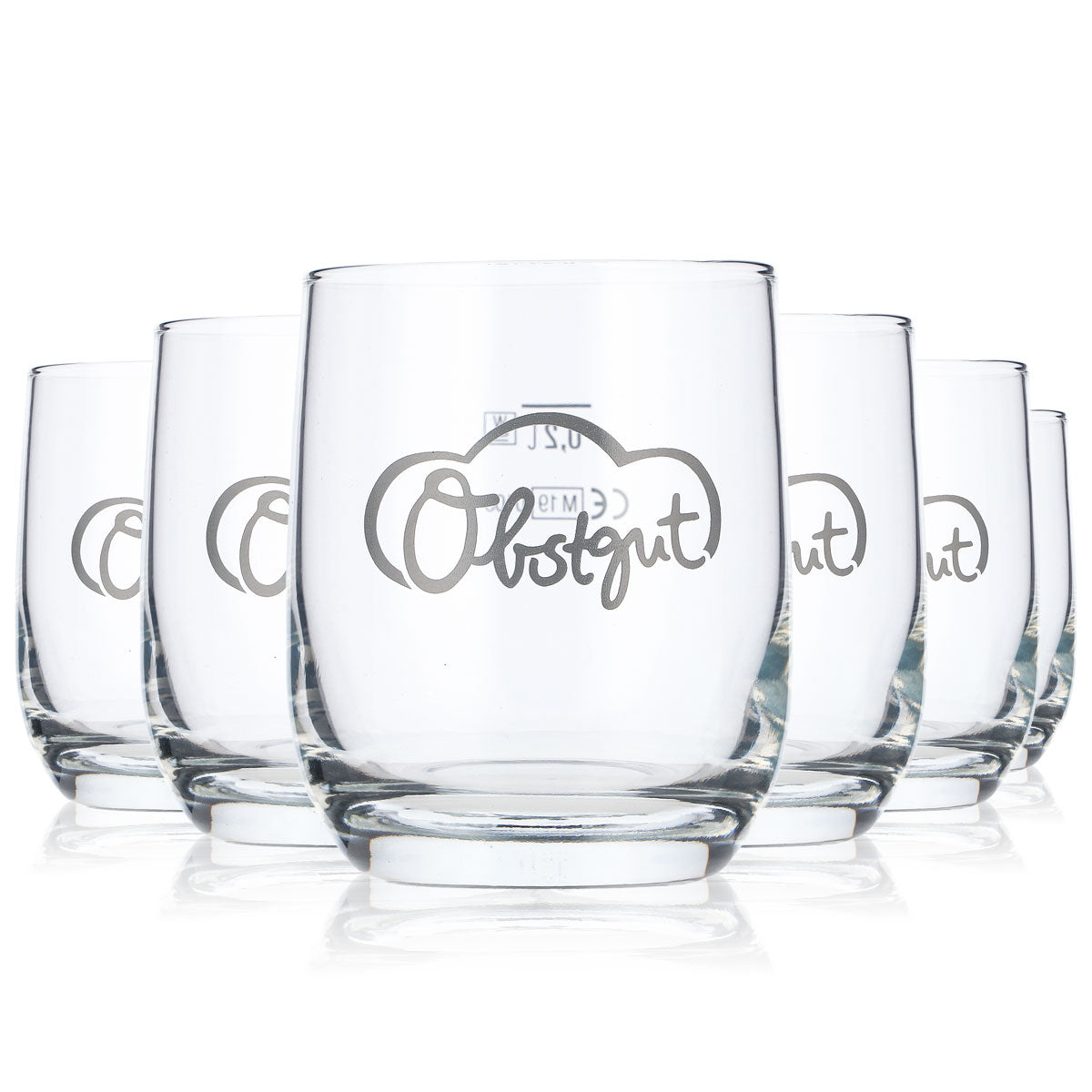 6x Obstgut Saft Glas 0,2l Tumbler Saftgläser Fruchtglas Graues Logo – Ansicht 5