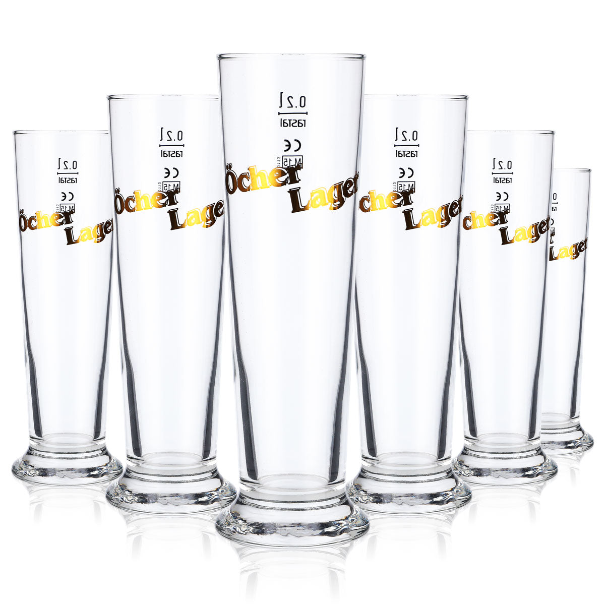 6x Öcher Lager Bier Glas Biergläser Glas Gläser 0,2l Becher/Stange Rastal – Ansicht 5