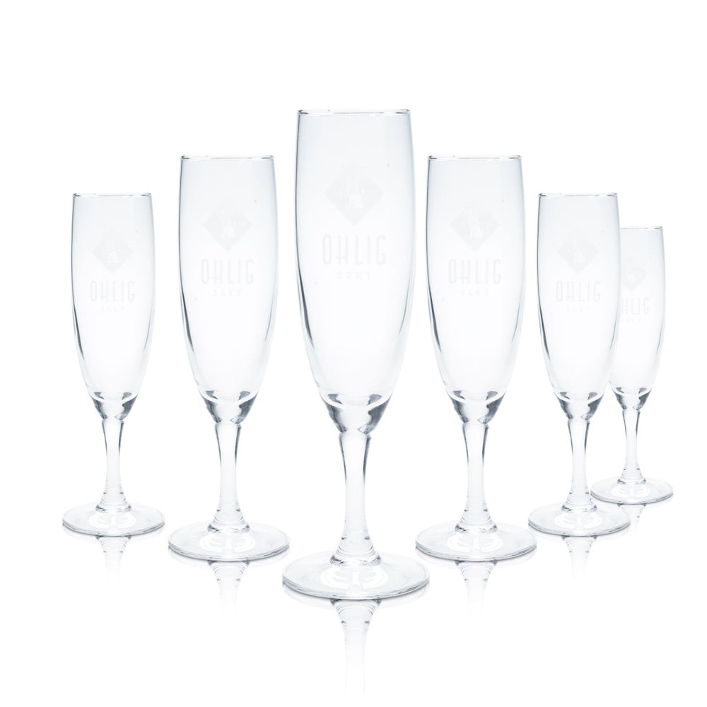 6x Ohlig Sektglas 0,1l Sektlöte Kelchglas Sektschale Champagner Gläsr Set Eiche