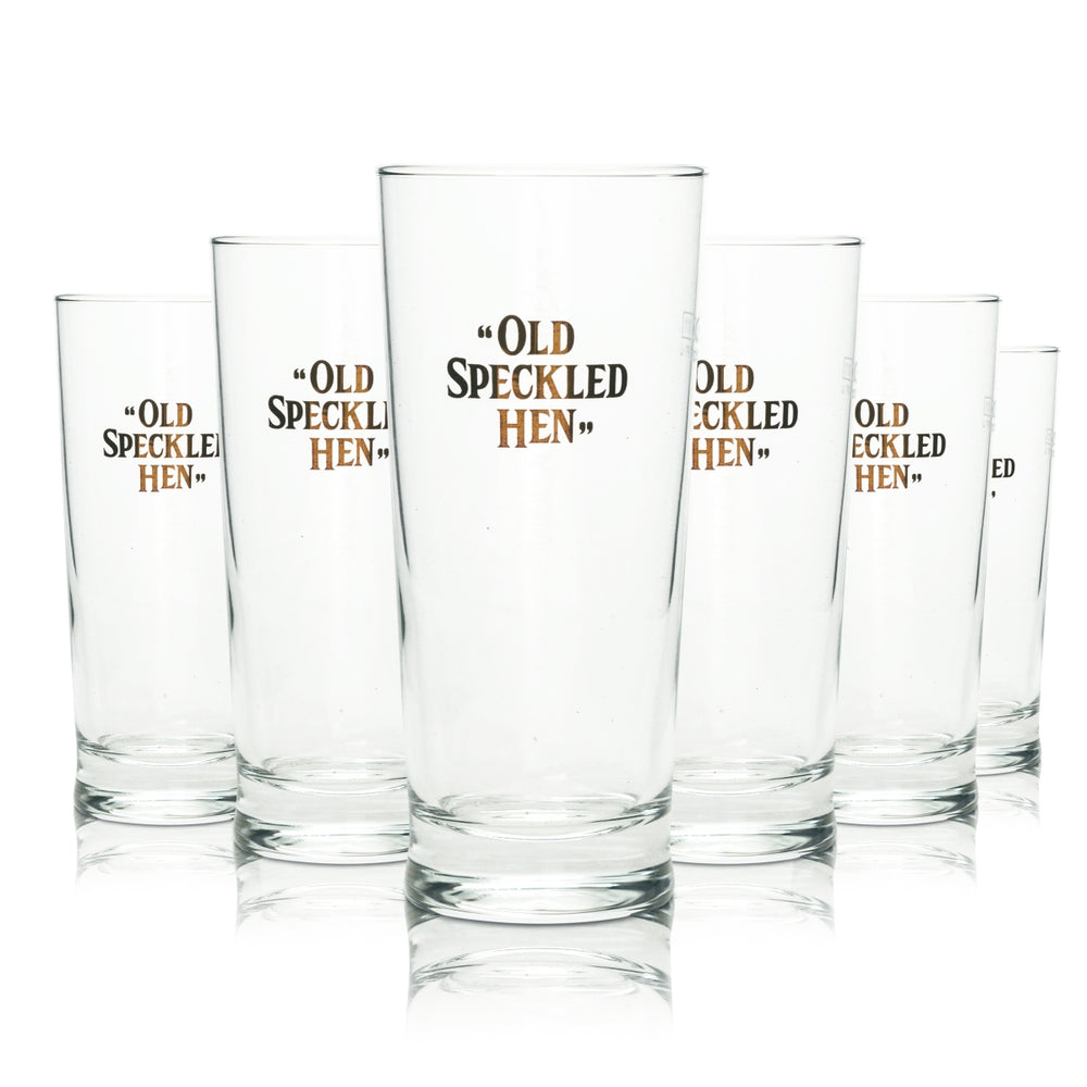6x Old Speckled Hen Senator Bier Glas 0,3l Becher 1/2 Pint Beer Gläser UK England